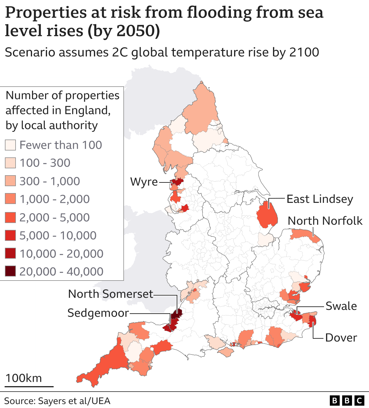 Climate change: Rising sea levels threaten 200,000 England properties